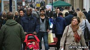 People shopping in a London street