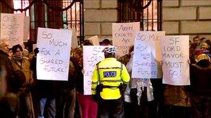 Protesters at Belfast City Hall