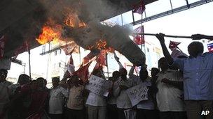 Communist supporters in Hyderabad, 1 Dec