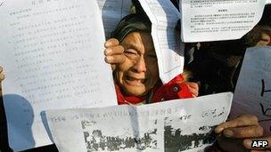 File image of a petitioner in Beijing