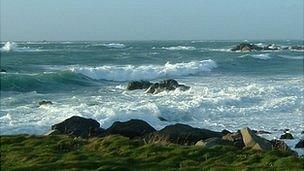 Waves off the coast of Guernsey