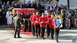 Funeral procession for self-styled king of Albania, Leka Zogu, in Tirana, Albania - 3 December 2011