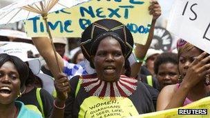 Environmental activists protest at the UN talks in Durban, South Africa, on 3 December 2011