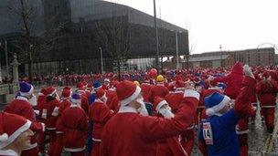 Santa Dash in Liverpool