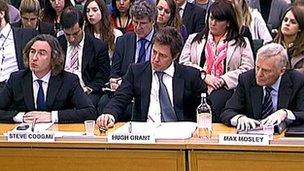 Steve Coogan, Hugh Grant, Max Mosley giving evidence