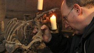 Bill Edwards and partial skeleton