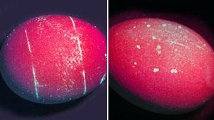 UV light scans of a battery and non-battery light