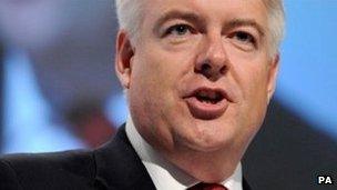 Carwyn Jones speaks to the Labour conference at the Echo Arena in Liverpool