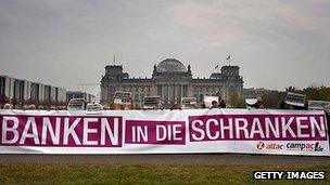 German protesters call for reining in the banks, 26 Oct 11