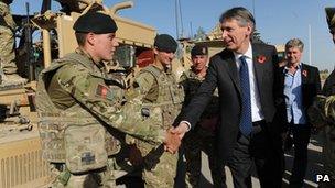 Philip Hammond in Afghanistan last month