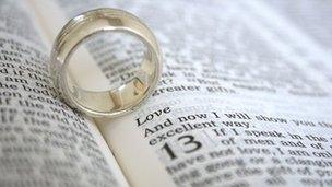 Wedding ring and Bible