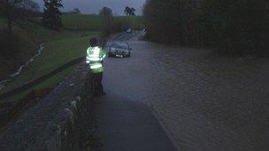 Flooding on the A592 near Windermere
