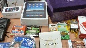 Various counterfeit goods seized by UK Border Agency