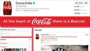 Coca-Cola brand page on the new look Twitter