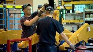 Workers at Caterpillar's Desford assembly plant
