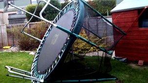 Trampoline blown over in Aberdeen