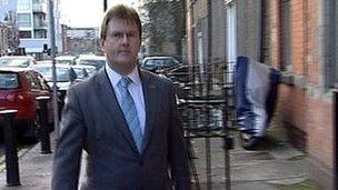 Jeffrey Donaldson arrives at the Smithwick Tribunal