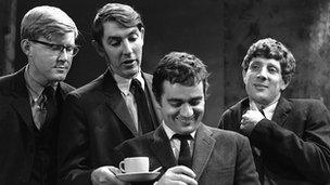 Beyond the Fringe (l-r): Alan Bennett, Peter Cook, Dudley Moore and Jonathan Miller