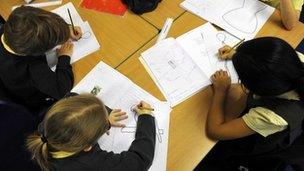 Primary school pupils in classroom