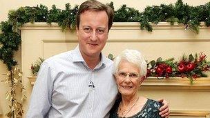 Doreen Roberts, from Somerset and Prime Minister David Cameron,