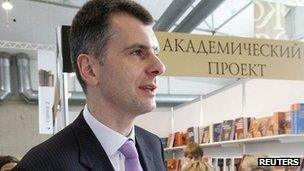 Russian billionaire Mikhail Prokhorov attends the opening ceremony of the 5th Krasnoyarsk Book Fair in the Siberian city in November 2011