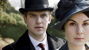 Dan Stevens and Michelle Dockery in Downton Abbey