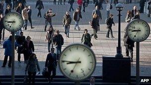 Office workers in Canary Wharf