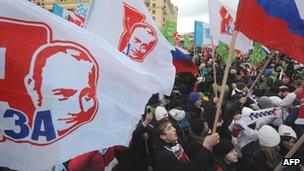 Pro-Putin rally in Moscow on Monday
