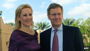 German President Christian Wulff and his wife Bettina on a visit to Oman on 9 December 2011