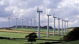 Wind turbines in countryside