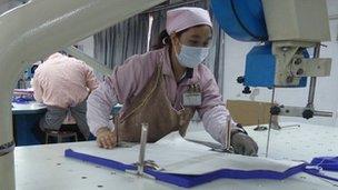 A factory worker in Guangzhou