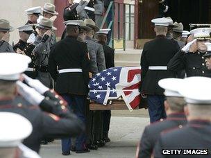 Funeral of fall marine takes place in Brooklyn, NY