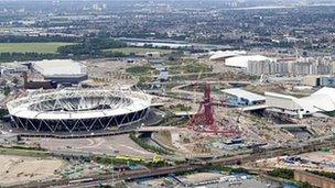 View of the Olympic village under construction