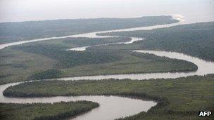 A river in Nigeria's oil-rich Niger Delta region (23 May 2009)