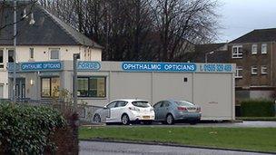 The opticians is housed in portable buildings