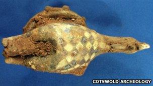 Enamelled cockerel found by Cotswold Archaeology