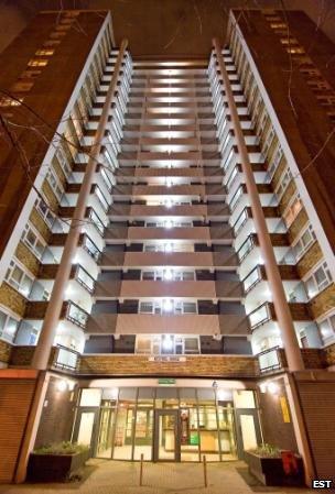 Social housing block fitted with LED lights (Image: Energy Saving Trust)