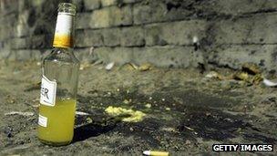 Drinks bottle on a pavement