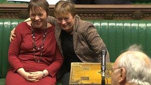 Angela and Maria Eagle in the House of Commons