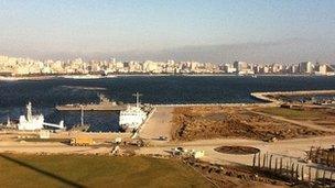 View of the construction site from the top floor of the block of flats