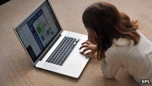 Girl using internet