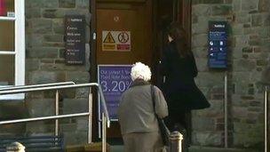 Customers visit the NatWest in Whitland