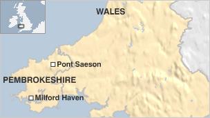 Map showing location of Pont Saeson, Pembrokeshire