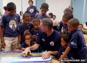 Andy Green with school children