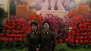 Flowers dedicated to the Kim leaders