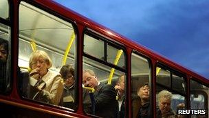 Passengers on a London bus