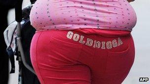 Rear view of an overweight person