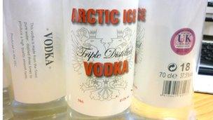 Artic Ice Vodka bottles