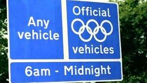 Olympic Route Network sign, pic courtesy of TfL