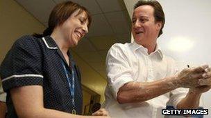 David Cameron with nurse